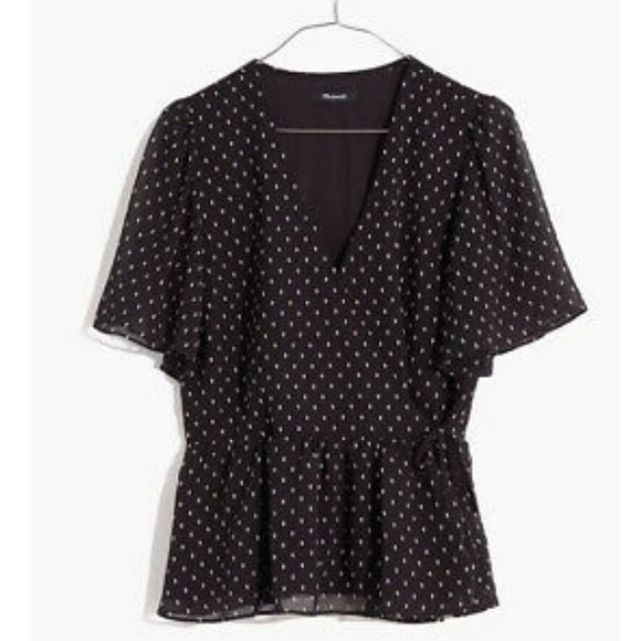 Madewell Flutter-Sleeve Peplum Top #MC051 - Picture 4 of 6